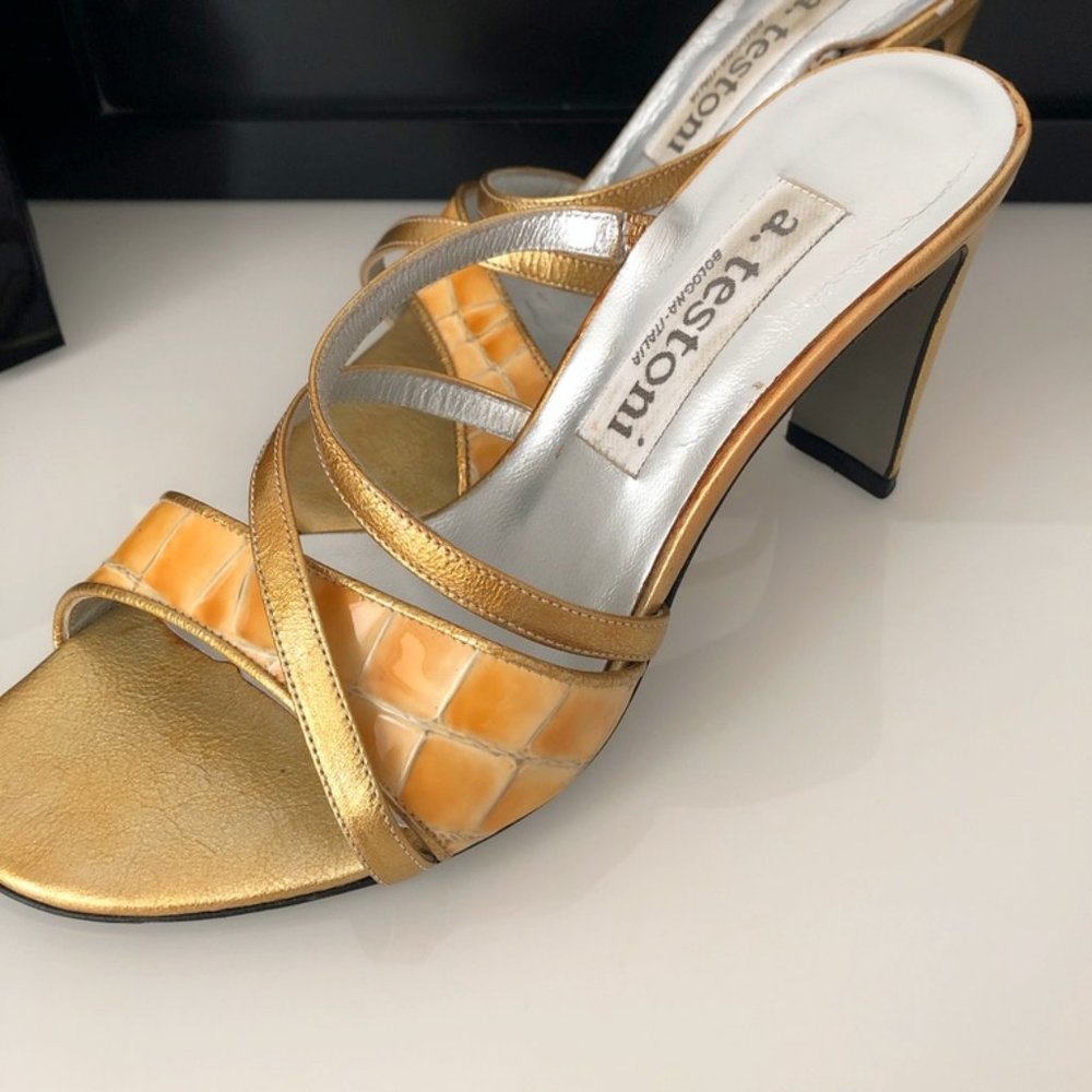 A. Testoni Luxury Designer Heels Sandals Shoes